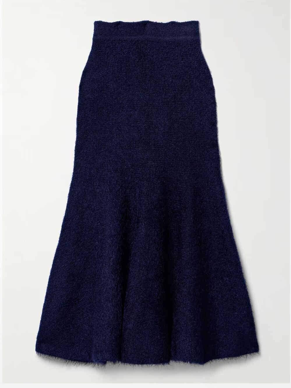$2400 Khaite Cashmere Silk Cadence Navy Tweed Midi Skirt S Small Blue Fuzzy